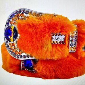b.b. Simon Orange Fur Volcano Crystal Belt